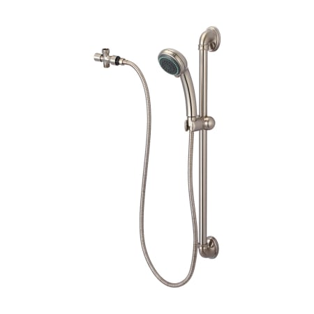 Olympia Faucets Accent 1.75 GPM Multi-Function Hand Shower Package - Includes Slide Bar, Hose, and Wall Supply Brushed Nickel