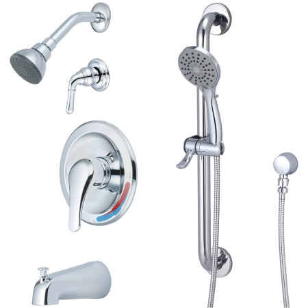Olympia Faucets Elite Tub and Shower Trim Package with 1.5 GPM Multi Function Shower Head Polished Chrome