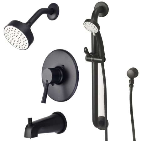 Olympia Faucets i2 Tub and Shower Trim Package with 1.75 GPM Multi Function Shower Head Matte Black