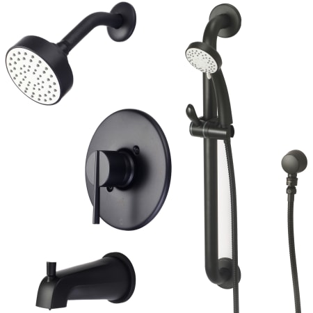 Olympia Faucets i2v Tub and Shower Trim Package with 1.75 GPM Multi Function Shower Head Matte Black