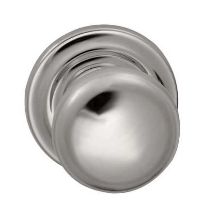 Omnia Passage Knobset with Traditional Rosette - 2-3/8 Inch Backset Polished Nickel