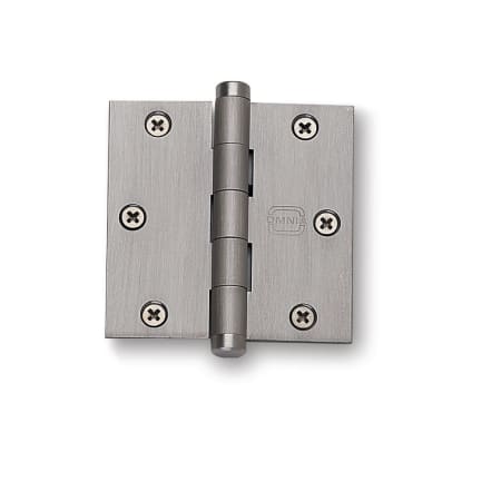 Omnia 3.5" x 3.5" Solid Brass Square Corner Plain Bearing Mortise Hinge - Single Hinge Satin Chrome