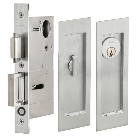 Omnia Keyed Entry Single Cylinder Pocket Door Lock Satin Chrome