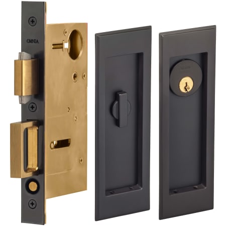 Omnia Keyed Entry Single Cylinder Pocket Door Lock Oil Rubbed Black