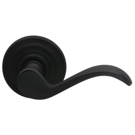 Omnia Privacy Door Lever Set with Wave Lever and Traditional Rose from the Prodigy Collection Oil Rubbed Black