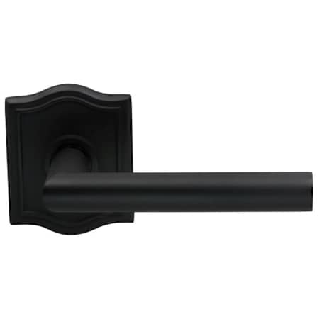 Omnia Privacy Door Lever Set with Modern Lever and Arched Rose from the Prodigy Collection Oil Rubbed Black