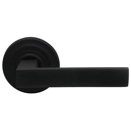 Omnia Square Privacy Door Lever Set with Traditional Style Rose from the Prodigy Collection Oil Rubbed Black