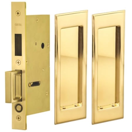 Omnia Solid Brass 2-5/16" Wide Rectangular Pocket Door Flush Dummy Set Unlacquered Polished Brass