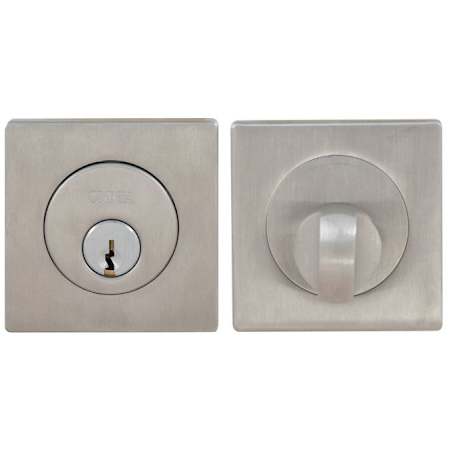 Omnia Modern Square Auxiliary Deadbolt Kit with 2-3/8" Backset Satin Stainless Steel
