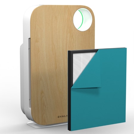 OVAL AIR OVAL AIR H13 True HEPA 3 Speed Portable Air Purifier with 600 Sq. Feet of Coverage Light Wood
