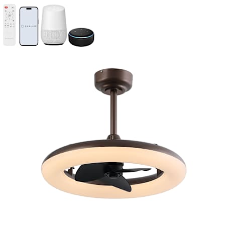 OVAL AIR Piero 20" 3 Blade Indoor Smart LED Ceiling Fan Deep Espresso Bronze