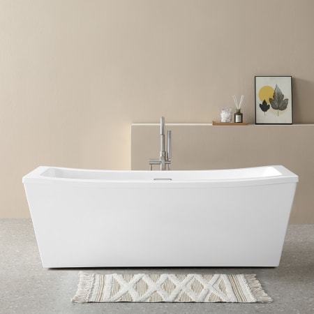 Ove Decors Terra 70" Free Standing Acrylic Soaking Tub with Center Drain, Drain Assembly, and Overflow White