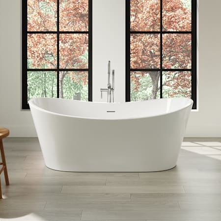 Ove Decors Herschel 60" Free Standing Acrylic Soaking Tub with Center Drain, Drain Assembly, and Overflow White