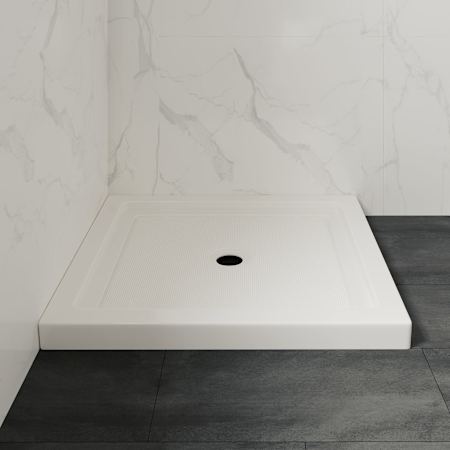 Ove Decors Oliver 36" x 36" Square Shower Base with Single Threshold and Center Drain White