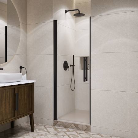 Ove Decors Pasadena 72" High x 29-7/16" Wide Pivot Frameless Shower Door with Clear Glass Black