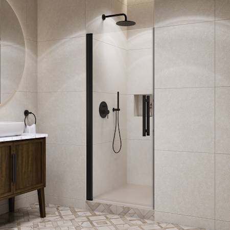 Ove Decors Pasadena 72" High x 33" Wide Pivot Frameless Shower Door with Clear Glass Black