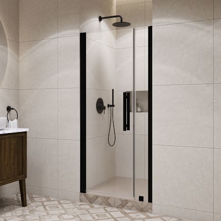 Ove Decors Pasadena 72" High x 35-3/4" Wide Pivot Frameless Shower Door with Clear Glass Black