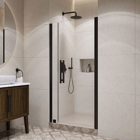 Ove Decors Pasadena 72" High x 39-3/8" Wide Pivot Frameless Shower Door with Clear Glass Black