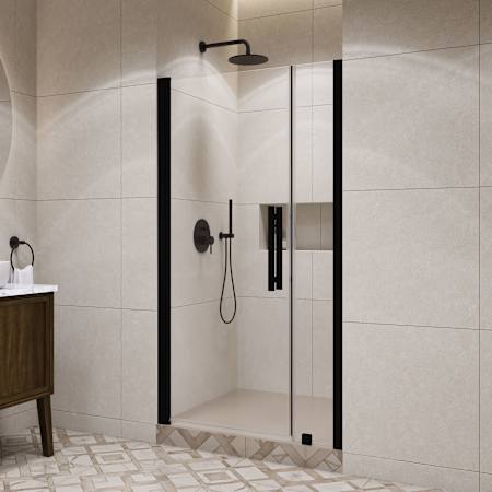 Ove Decors Pasadena 72" High x 41-3/8" Wide Pivot Frameless Shower Door with Clear Glass Black