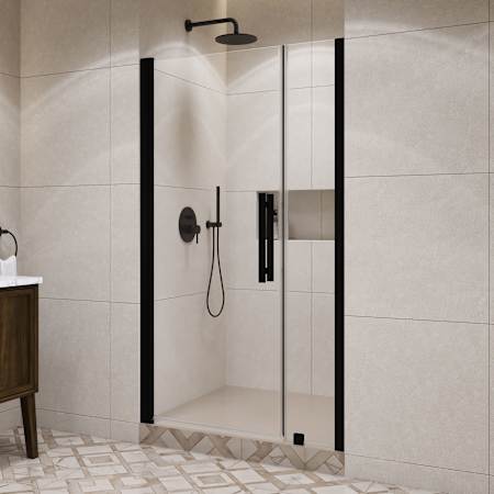 Ove Decors Pasadena 72" High x 43-3/8" Wide Pivot Frameless Shower Door with Clear Glass Black