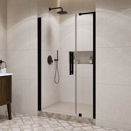 Ove Decors Pasadena 72" High x 47-3/8" Wide Pivot Frameless Shower Door with Clear Glass Black