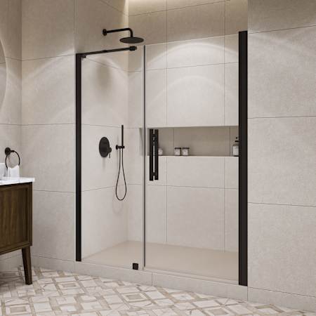 Ove Decors Pasadena 72" High x 59-1/16" Wide Pivot Frameless Shower Door with Clear Glass Black