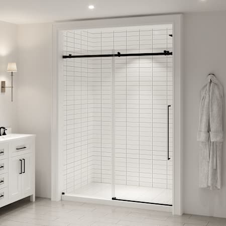 Ove Decors Selby 74" High x 60" Wide Sliding Frameless Shower Door with Clear Glass Black