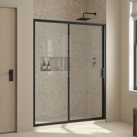 Ove Decors Stanford 74" High x 60" Wide Sliding Framed Shower Door with Clear Glass Black