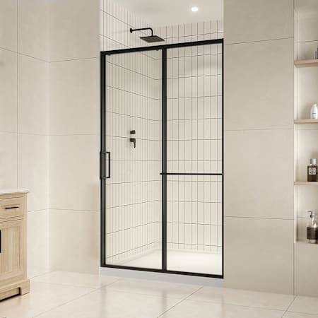 Ove Decors Zora 78-3/4" High x 48" Wide Sliding Framed Shower Door with Clear Glass Black
