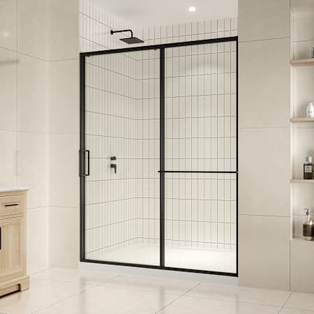 Ove Decors Zora 78-3/4" High x 60" Wide Sliding Framed Shower Door with Clear Glass Black