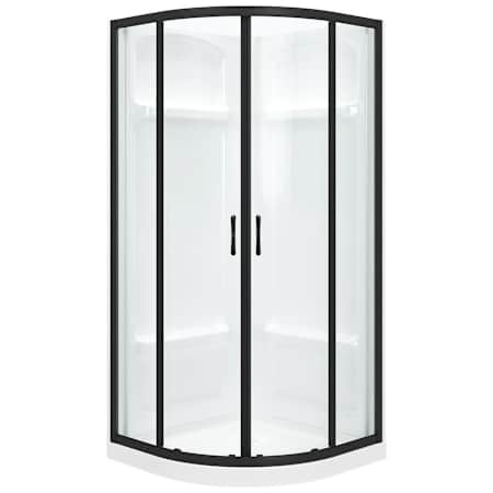 Ove Decors Breeze Quadrant 36" L x 36" W x 76" H Corner Shower Kit with Clear Sliding Door, Walls and Pan Black