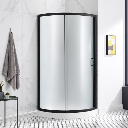 Ove Decors Breeze 77-15/16" High x 34-15/16" Wide x 34-15/16" Deep Sliding Framed Shower Enclosure with Frosted Glass Glass Black