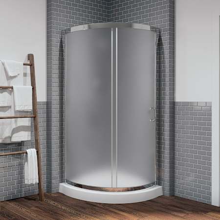 Ove Decors Breeze 77" High x 34-15/16" Wide Sliding Framed Shower Enclosure with Frosted Glass Chrome