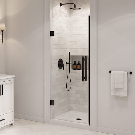 Ove Decors Panama 74-3/4" High x 32" Wide x 32" Deep Hinged Frameless Shower Enclosure with Clear Glass Black
