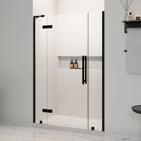 Ove Decors Tampa 74-3/4" High x 54" Wide x 36" Deep Hinged Frameless Shower Enclosure with Clear Glass Black