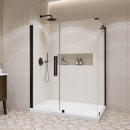 Ove Decors Pasadena 74-3/4" High x 60" Wide x 36" Deep Pivot Frameless Shower Enclosure with Clear Glass Black