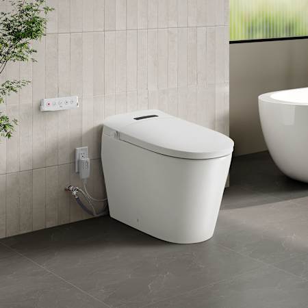 Ove Decors Bradley 1.27 GPF One Piece Dual Flush Elongated Toilet with Left Hand Lever White