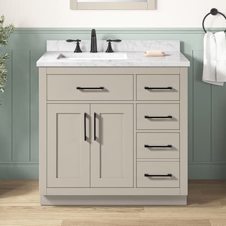 Ove Decors Bailey 36" Free Standing Single Basin Vanity Set with Cabinet and Cultured Marble Vanity Top Greige