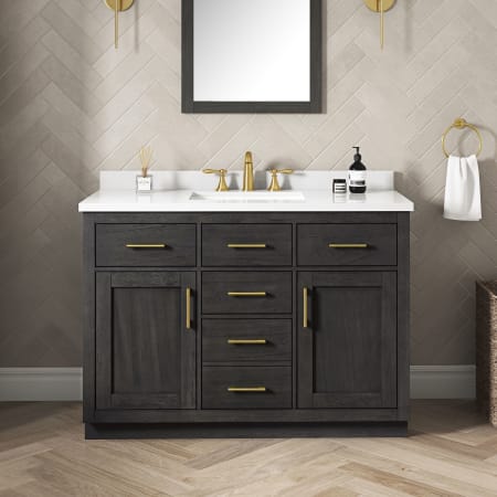 Ove Decors Bailey 48" Free Standing Single Basin Vanity Set with Cabinet and Quartz Vanity Top Matte Black Wood