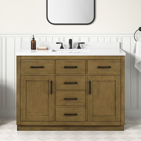 Ove Decors Bailey 48" Free Standing Single Basin Vanity Set with Cabinet and Quartz Vanity Top Almond Latte