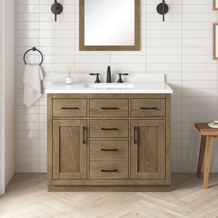 Ove Decors Bailey 42" Free Standing Single Basin Vanity Set with Cabinet and Quartz Vanity Top Driftwood Oak