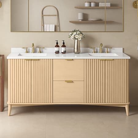 Ove Decors Gabi 72" Free Standing Double Basin Vanity Set with Cabinet and Engineered Stone Vanity Top Rustic Ash