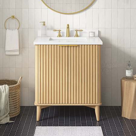 Ove Decors Gabi 30" Free Standing Single Basin Vanity Set with Cabinet and Cultured Marble Vanity Top Rustic Ash