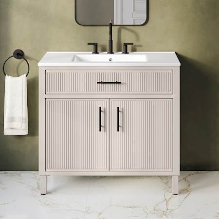 Ove Decors Carissa 36" Free Standing Single Basin Vanity Set with Cabinet and Ceramic Vanity Top Creamy White