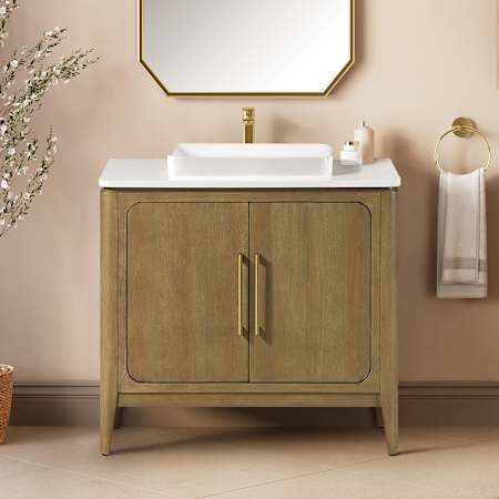 Ove Decors Heidi 36" Free Standing Single Basin Vanity Set with Cabinet and Quartz Vanity Top Cortado