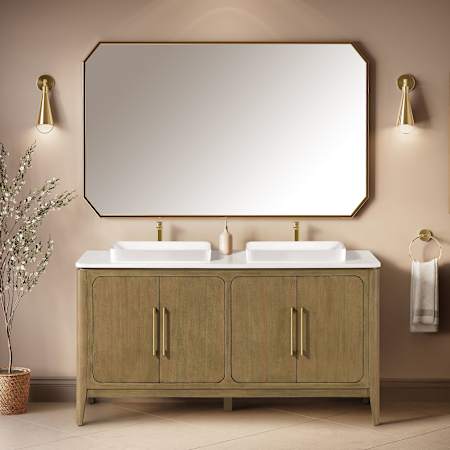 Ove Decors Heidi 60" Free Standing Double Basin Vanity Set with Cabinet and Quartz Vanity Top Cortado