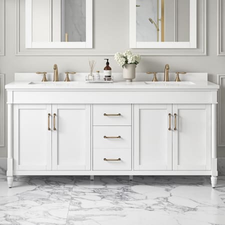 Ove Decors Salisbury 72" Free Standing Double Basin Vanity Set with Cabinet and Engineered Marble Vanity Top Pure White