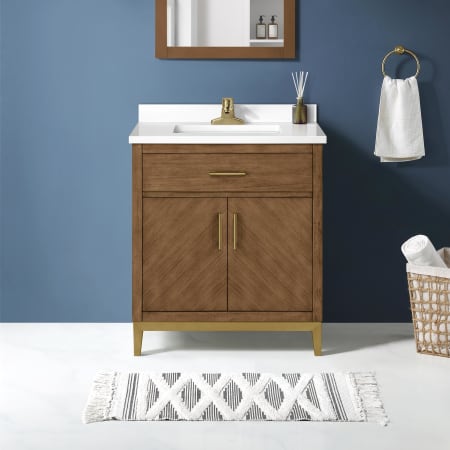 Ove Decors Diya 30" Free Standing Single Basin Vanity Set with Cabinet and Engineered Stone Vanity Top Macchiato