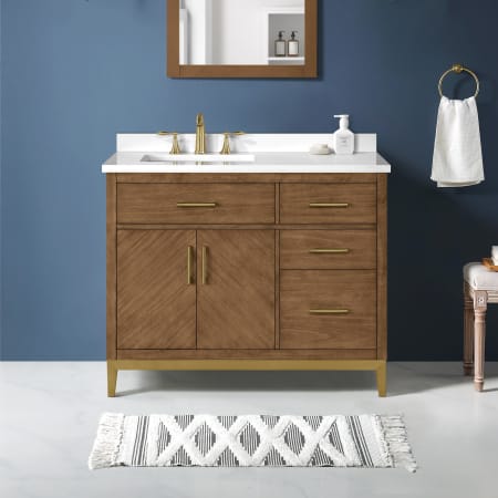 Ove Decors Diya 42" Free Standing Single Basin Vanity Set with Cabinet and Engineered Stone Vanity Top Macchiato