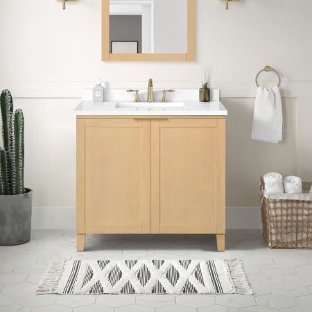 Ove Decors Macy 36" Free Standing Single Basin Vanity Set with Cabinet and Engineered Stone Vanity Top Rustic Ash
